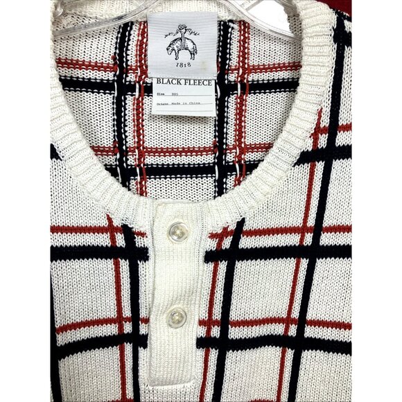 Sz BB5 XL Black Fleece Mercerized Cotton Henley Sweater Windowpane Thom Browne - Picture 2 of 7